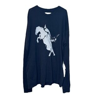 One Of These Days Horse Rider Graphic Long Sleeve Crewneck Pullover Black XL